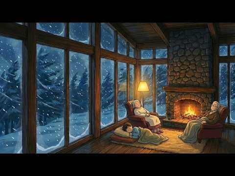 A Blizzard Night with Grandparents | Cozy Glass Room in Heavy Snowstorm | Ghibli ASMR Ambience