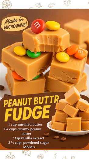 Every Christmas, my aunt would bring over a tin of peanut butter fudge so rich and creamy it would practically melt before it hit your tongue. We’d crowd around her as she opened the lid, the sweet scent of nostalgia wafting through the room. This microwave version brings back that memory—only now, I can whip it up in 10 minutes flat. Easy Peanut Butter Fudge Ingredients: 1 tablespoon water (for the pan) 1 cup unsalted butter 1½ cups creamy peanut butter (do NOT use natural or no-stir peanut but