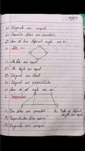 Quadrilateral 💯Chapter 8 | Types & Properties | Class 9 NCERT #shorts #study