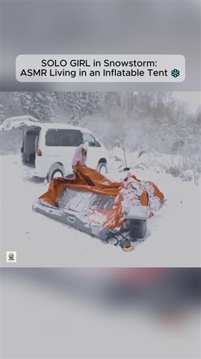 SOLO GIRL in Snowstorm: ASMR Living in an Inflatable Tent