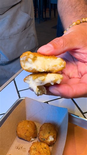 Crispy. Creamy. Cheesy. 🧀 Our Mac & Cheese Fritters are the ultimate comfort food upgrade and served with smoked tomato aioli for dipping. #MIGHTYQUINNSBBQ | Mighty Quinn's Barbeque