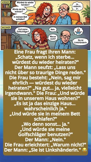 Sie fragt ob er wieder heiraten würde… seine letzte Antwort verrät alles! 😂 #lustig #funny #lachen
