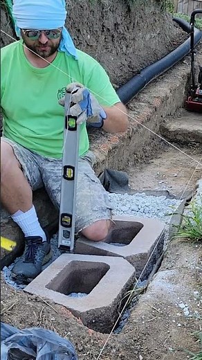 Retaining Wall First Course of Blocks