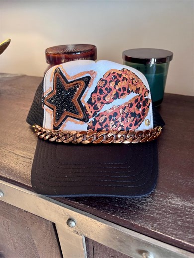 Leopard Lips Trucker Hat - Rose Gold Bling, Handmade - Etsy