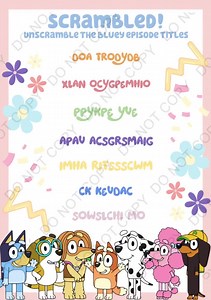 Bluey Scrambled! Game, Digital File, PDF - Etsy UK