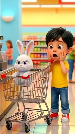 BUNBUN STOLE A SHOPPING CART?! 🛒🐰😱 #animation #kidsanimation #cartoon