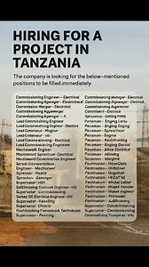 Urgent Hiring – Civil, Mechanical & Electrical Engineers for Tanzania Hydropower Project (2025) 👉 Apply Details: https://shorturl.at/ANjBU Follow the Gulf Jobs channel on WhatsApp for latest updates> https://lnkd.in/g9ppihE We are recruiting 75 positions for the landmark Stigler’s Gorge Hydropower Project (2,115 MW capacity). Immediate vacancies include: ✅ Civil Engineers ✅ Mechanical Engineers ✅ Electrical Engineers ✅ Commissioning Managers & Supervisors ✅ QC Engineers ✅ Technicians (Welding, 