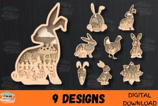 Easter Bunny Laser Cut Files | 9 Intricate Layered Designs (SVG, DXF) - Etsy
