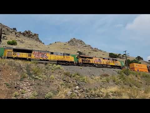 Acid Train Above Lava Hot Springs Getting Passed By Stack Train