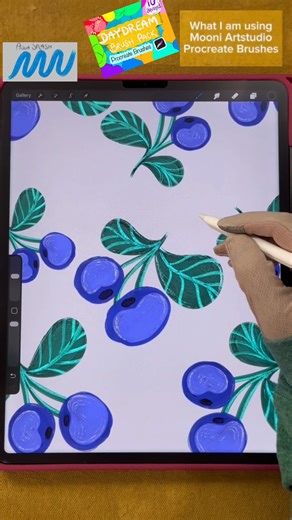 Mooni Artist | Procreate Brushes & Digital Art on Instagram: "Creating this blueberry illustration from my Daydream Brush Pack Procreate Brushes. This Procreate brush pack is available on my website (link in bio). I used: - Daydream Brush Pack Procreate Brushes. - Procreate app - iPad Pro 12.9″ - Apple Pencil 2nd Gen #procreate #procreateart #ipadartwithprocreate #procreateillustration #ipadartoftheday #mooniartstudio #mooniprocreatebrushes"