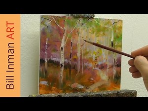 Art Class Demo Aspen Trees Oil Painting by Bill Inman