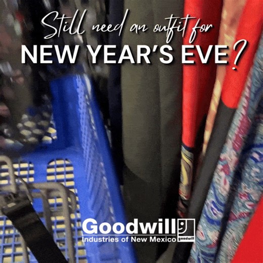 🪩 Need a last-minute New Year’s Eve outfit? 🎉 Goodwill NM has sparkles, statement pieces, and one-of-a-kind looks — without the last-minute price tag. Stores close at 5:00 pm on Wednesday 12/31. 🕔 📍 Find a location: https://ow.ly/9aLT50XQaIe #LastMinuteShopping #GoodwillNM #NewYearsEveOutfit | Goodwill Industries of New Mexico