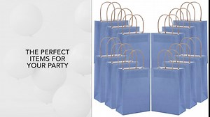 Fun Express 12 Count Medium Dusty Blue Kraft Paper Bags - Birthday Party, Wedding Favor, Bulk Event Goodie, Lunch Supplies, Medium Favors, Craft Gift Bag with Handles