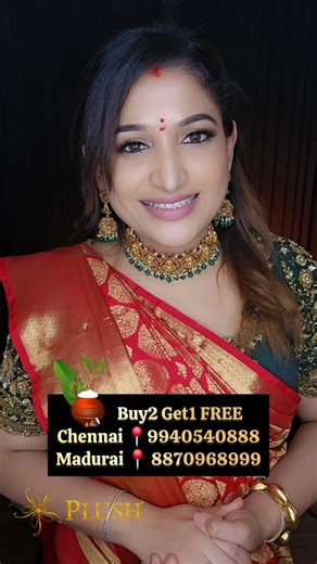 Visit at Near PLUSH Store ⚜️ Shop your Favorite Products 💫 ✨🎇 PLUSH New Year & Pongal Super Sale is officially LIVE 🎉 This festive season, enjoy our biggest celebration offer: ✔️ Buy ANY 2 & Get ANY 1 FREE — Storewide! Sarees • Lehengas • Cosmetics • Salon Services & everything at PLUSH 💖 Offer valid till Jan 14th only. Shop more. Save more. Shine More..!! 📍 PLUSH Chennai – Virgambakkam, Arcot Road 👗 Boutique | 💄 Cosmetic | Salon for Women | 💍 Bridal Makeovers | 📸 Photography | 👑 Jewel