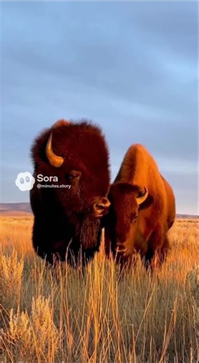 Giant Bison Playfully Nuzzle on the Prairie #wildlife #nature
