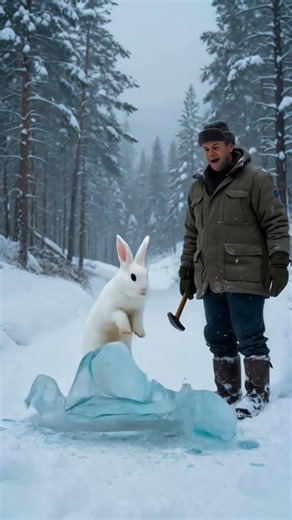 Helpless Rabbit Frozen Alive… What This Man Did Next Is Unbelievable 😲#animalrescue #trending