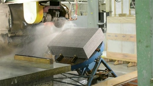 Speed is the name of the game here! This Machine is referred to as the “Carbo” machine (planer) We are using gang blades to quickly remove material. this is a drop wash base. Most of the lines are for layout purposes only. We will smooth out the wash by hand when done removing excess material. We use this machine for the speed in which it removes the granite without any “Blowout”. | Rock of Ages