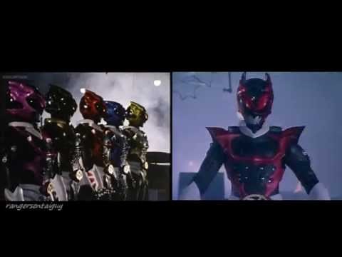 Power Rangers In Space Psycho Rangers First Appearance Split Screen (PR and Sentai version)