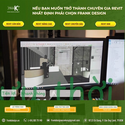NẾU BẠN MUỐN TRỞ THÀNH CHUYÊN GIA REVIT NHẤT ĐỊNH PHẢI CHỌN FRANK DESIGN --------------- 📍 Bạn muốn trở thành Chuyên viên Revit chuyên nghiệp? Trong bối cảnh ngành thiết kế chuyển mình mạnh mẽ sang mô hình BIM, Revit không còn là lựa chọn thêm – mà là hệ quy chiếu mới của nghề. Tốc độ, tính chính xác, khả năng phối hợp đa bộ môn và tối ưu chi phí khiến Revit trở thành “ngôn ngữ chung” giữa KTS – KS – Doanh nghiệp. ✨ Giỏi Revit, bạn không chỉ vẽ nhanh hơn. Bạn làm việc thông minh hơn, chuẩn xác 