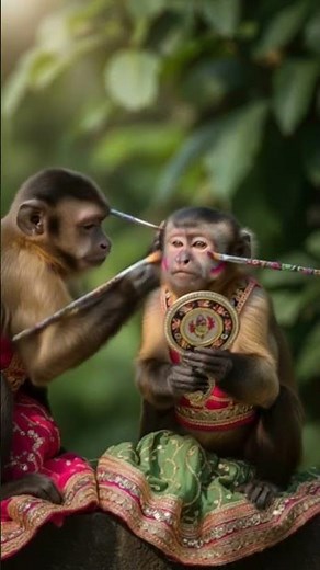 🐒 Funny Monkey Doing Makeup 😂 | Cute Monkey Makeup Video #Shorts