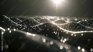 Electronic grid with black and white waves, illuminated by white light.