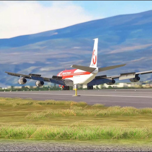 B-707 Crosswind Landing in Flight Simulator | Golden Crow