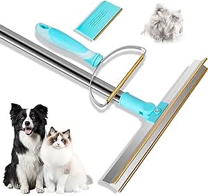 Carpet Brush Scraper Dog Cat Hair Remover Broom,Adjustable Long Handle Carpet Rake Pet Hair Remover,Reusable Metal Lint Remover Brush for Embedded Fur Removal Tool from.Scraper for Rugs, Mats, Couch