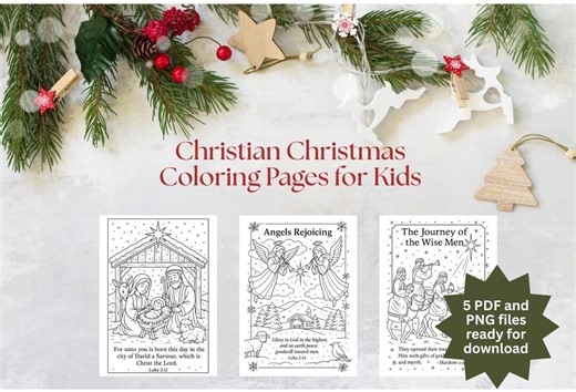 Christian Christmas Coloring Pages for Kids -nativity, Angels, Shepherds & Wise Men