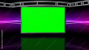 Virtual Studio Background with green screen Wall