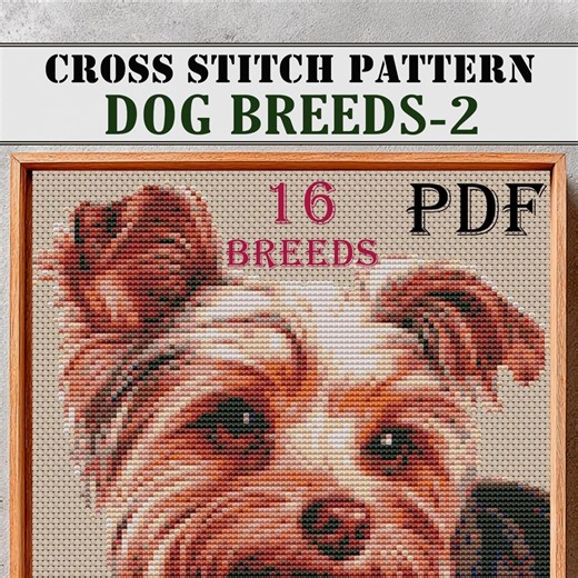 16 Dog Breeds Cross Stitch Patterns, Realistic Dog Portrait PDF, Modern Hand Embroidery Designs, Large Dog Breed Stitching Bundle - Etsy