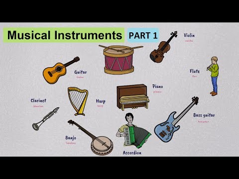 Musical Instruments Vocabulary with Drawings: Part 1 | Learn English Words Visually
