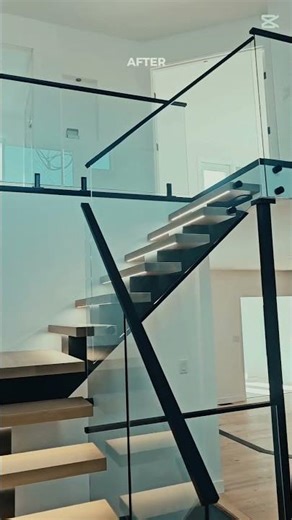 Before & After Custom Open Staircase + Railings | HARP Stairs #railings