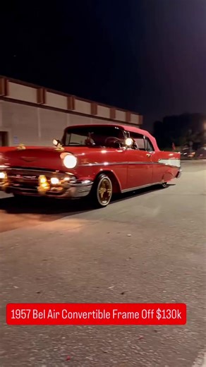 1957 Bel Air Convertible 350 motor 700r trans …A/C , Brand New Top from megakronragtops Installed by chito5364 … Self leveling Air-Ride Accuair System. Adjustable Shocks. Disc Brakes All Around ,OG Continental Kit , OG Spotlights, Custom Trunk, 4 link Rear Suspension with Ford 9” JLAudio 4 10’s in Trunk #1957belair #convertible #lowrider #BelAir #carbuild