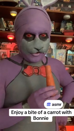 Jamesbond235 on Instagram: "I had a great time doing this body painting of Bonnie the rabbit from FNAF. I think he turned our fantastic. The rabbit prosthetic used in this cosplay was from @NorthFur FX and really brought Bonnie to life. Also to give me those robotic eye I used the red minisclera contacts from MocoQueen . #bonnie #furry #furryinstagram #cosplay #cosplayer #cosplaying #fyp #bodypaint #bodypainter #bodypainting #fnaf #fnafcosplay #rabbit #carrot #carrots🥕 #mukbang #mukbangvideo #a