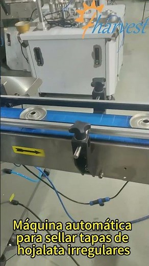 Máquina automática para sellar tapas de latas irregulares