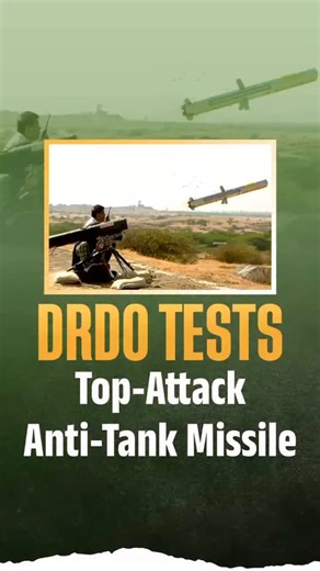 DRDO successfully flight-tested its Man-Portable Anti-Tank Guided Missile with top-attack capability against a moving target in Hyderabad. Defence Minister Rajnath Singh congratulated DRDO, industry and partners, calling the achievement a major step towards self-reliance in defence manufacturing for India’s security. #DRDO #Missile @dpi.drdo @rajnathsinghbjp @mib_india @PIB_India | DDNewsLive