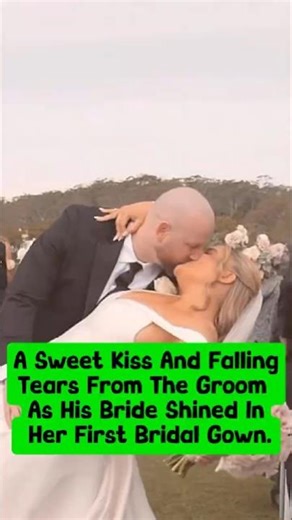 A Sweet Kiss And Falling Tears From The Groom As His Bride Shined In Her First Bridal Gown. #wedding
