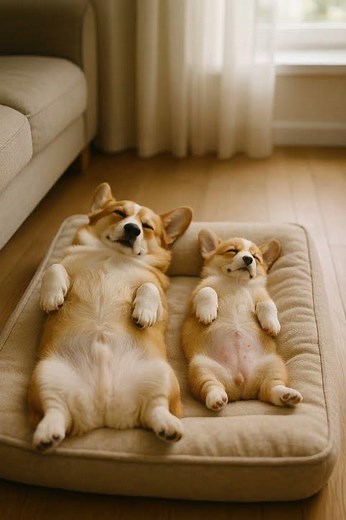 💤 Big Corgi & Baby Corgi Nap Together 🐶💞 | Cutest Thing You’ll See Today #Shorts