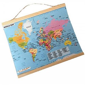 Miniature World Map, Colorful Dollhouse Wall Hanging Accessories Printed Home Decor