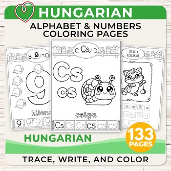 Learn Hungarian Alphabet & Numbers, Tracing Letters, Coloring Worksheets