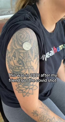 This was in 2021 when my friend got the Covid vaccine. We heard about materials being in the shot that would cause a magnetic pull, so we tested it with a quarter to see what would happen and right where she got the shot the quarter magnetized. We moved it around a few times to see if it was just a one time thing but over and over again it stuck in the same spot. We tried to move it to see if it would stick anywhere else because of friction or what have you, but it did not. Only at the injection