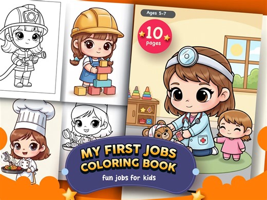My First Jobs Coloring Book for Kids – Kindergarten & Early Elementary - Etsy