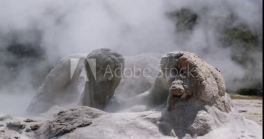close up eruption of Grotto Geyser, in Upper Geyser Basin, Yellowstone National Park, America
