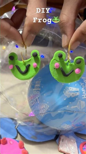 Cutest Frog Earrings Ever? 🐸💚 DIY Clay Magic #shorts #diy
