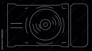 Animation with a music disc to add a song title. Introductory video before the start of the clip. Linear animation of a hand in a shiny glove playing music. Stock motion graphics white line on black.