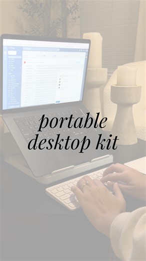 the gather co | best deals on Instagram: "EVERY COMMENT will get the link to this must have laptop set up!💻✨ This pop-up desk kit instantly turns your laptop into a portable desktop- stand, wireless keyboard, and touchpad all in one sleek setup! Perfect for working from anywhere!👏🏼🤩"