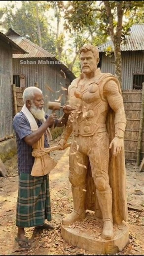 Thor Odinson | God Of Thunder⚡ | Incredible Wood artwork😍🔥#thor #viralcraft #woodcarving