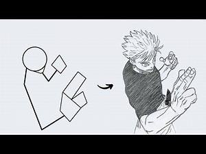 How to draw Gojo Satoru using Red | Easy step by step
