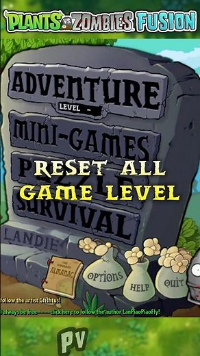 Reset All Levels - PVZ Fusion 2.1.3 #plantsvszombies #pvz #pvzfusion