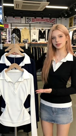 A simple yet stylish colorblock patchwork top with a shirt collar, comfortable for versatile daily outfits. #ootd #tops #patchworkblouse #comforttop #dailyoutfit